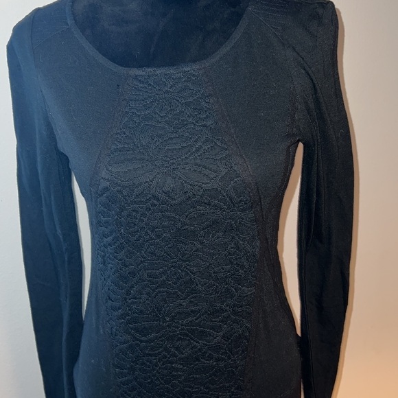 Vanessa Bruno ATHE little black dress mixed media wool / Lace blend Sz 1 / XS - Picture 3 of 14